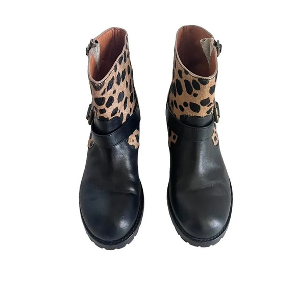 MARC BY MARC JACOBS Engineer Leopard Print Biker Ankle Boots Women's Siz… - Picture 2 of 10